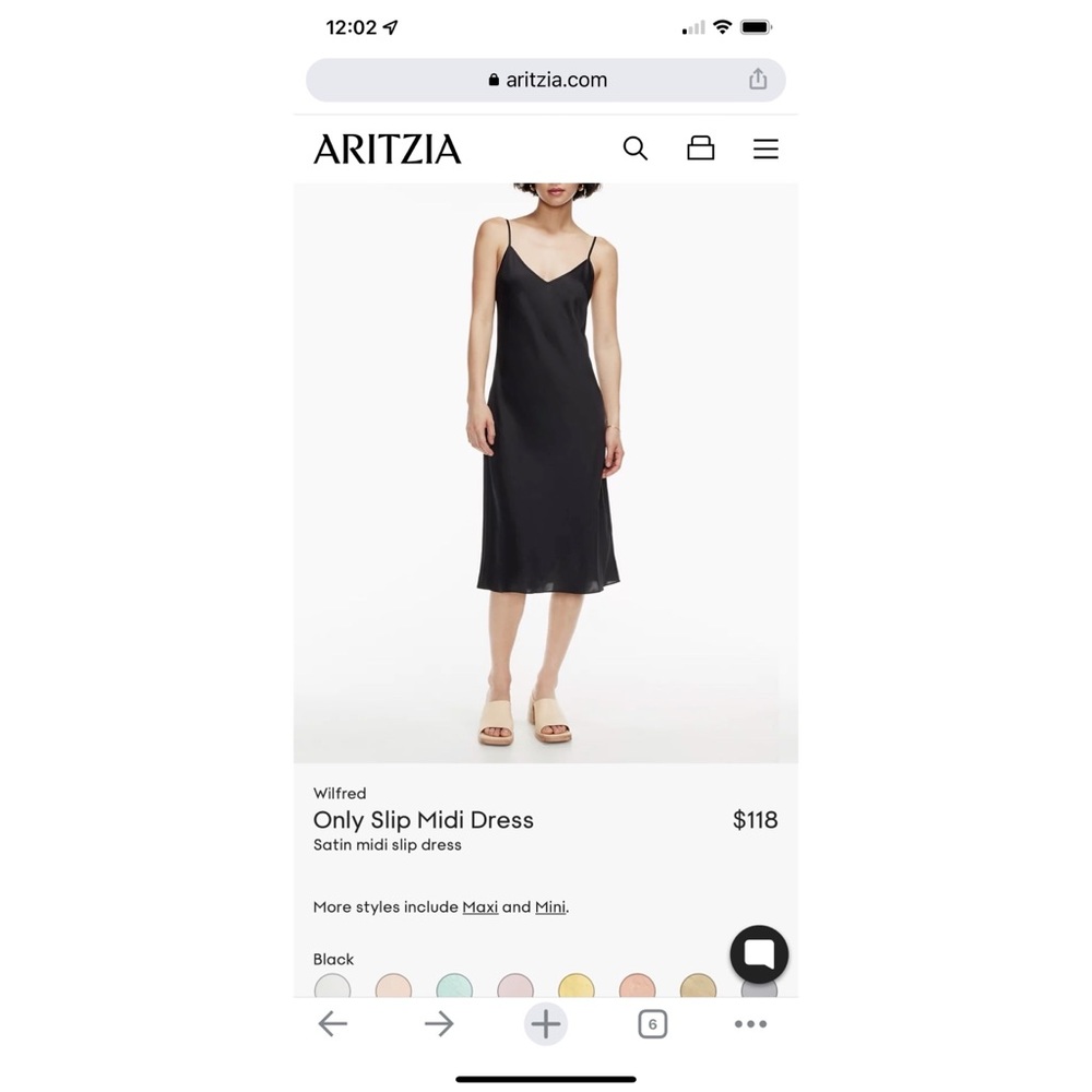 Aritzia Wilfred Only Slip Midi Dress — navy